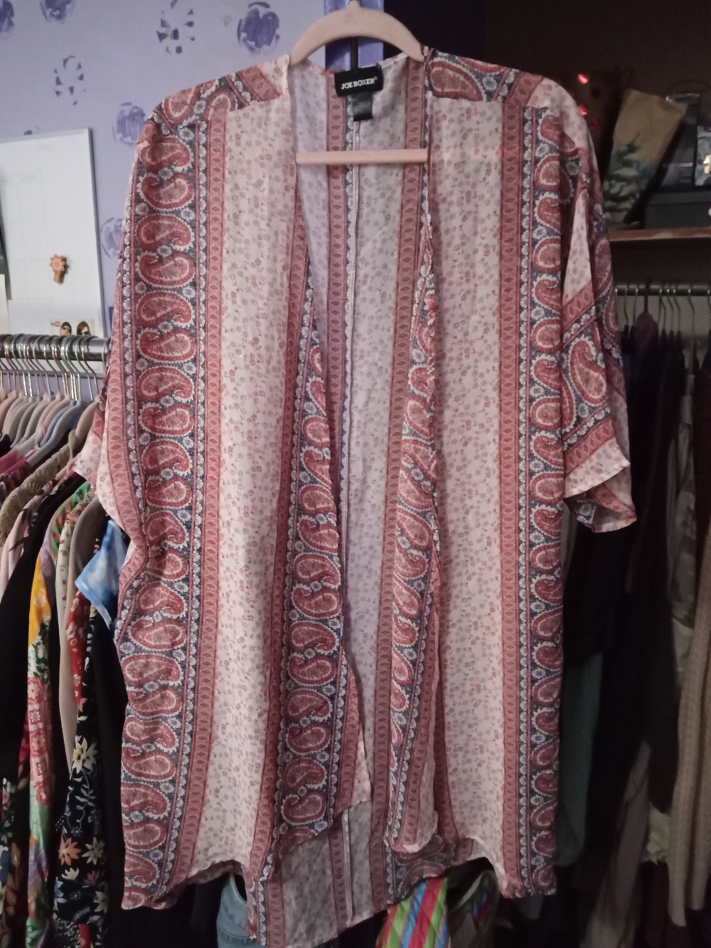 Joe Boxer Rose And Cream Paisley Open Kimono